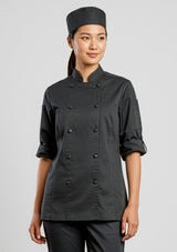 Gusto Womens Long Sleeve Chef Jacket - Black