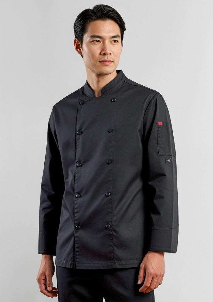 Gusto Mens Long Sleeve Chef Jacket - Black