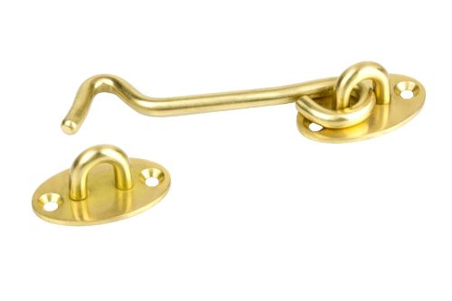 100mm Solid Brass Plated Cabin Hook - Polished Brass