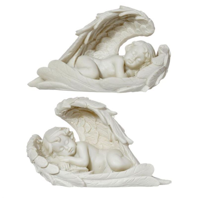 Ornament - Cherub Sleeping Long Wings (Set of 4)