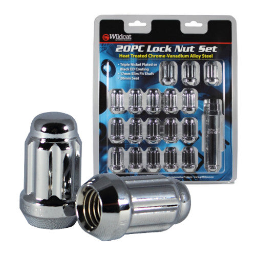 Lock Nut Set Thin Shaft Pack 20 Chrome - 1.5 (Wildcat)