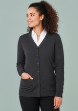 Button Front Womens Knit Cardigan - Navy
