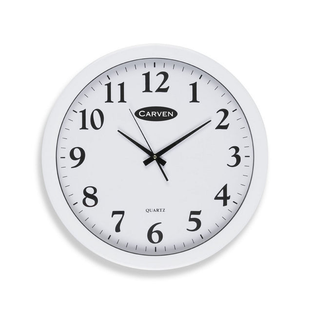 Carven Clock 450mm White features a large white face with bold numbers, perfect for stylish timekeeping in any setting.