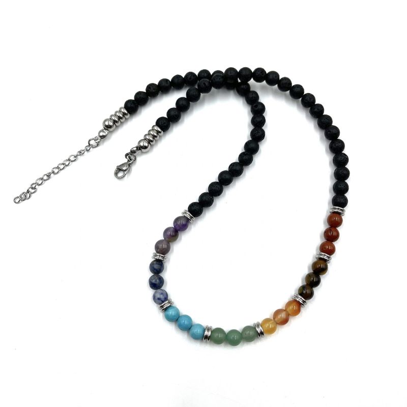 Necklace - Lava Stone Chakra (45CM)