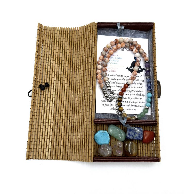 Necklace - Red Veined White Onyx (45CM)