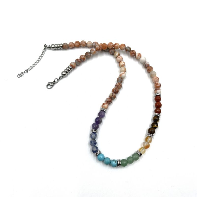 Necklace - Red Veined White Onyx (45CM)