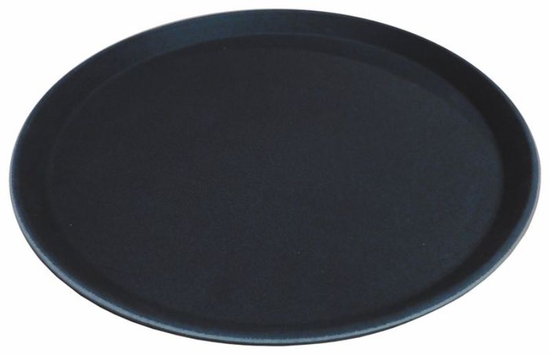 ROUND SERVING TRAY - NON SLIP BLACK (350MM)