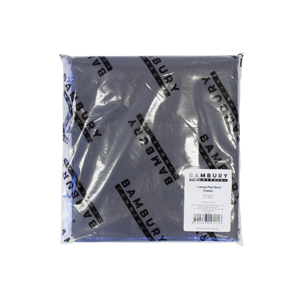 Single Chateau Flat Sheet Pewter- Bambury