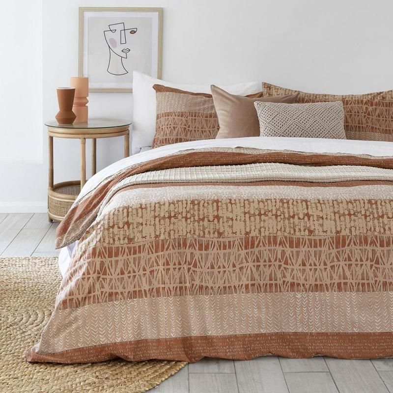 King Single Duvet Cover - Bambury Darlington  / Quilt  -  - Terracotta