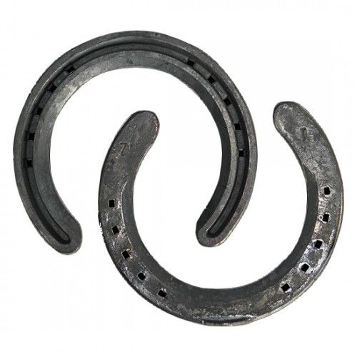 Concave N.Z. Size 1 horseshoes, crafted from steel for grip, stability, and comfort, perfect for competitive sport horses.