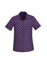 Florence Womens Daisy Print Short Sleeve Shirt - Purple