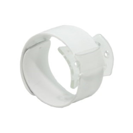 White corsage snap wrist band with plastic attachment, perfect for securing floral arrangements on special occasions.