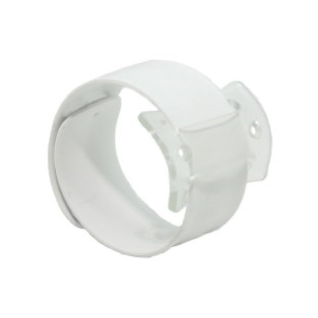 White corsage snap wrist band with plastic attachment, perfect for securing floral arrangements on special occasions.
