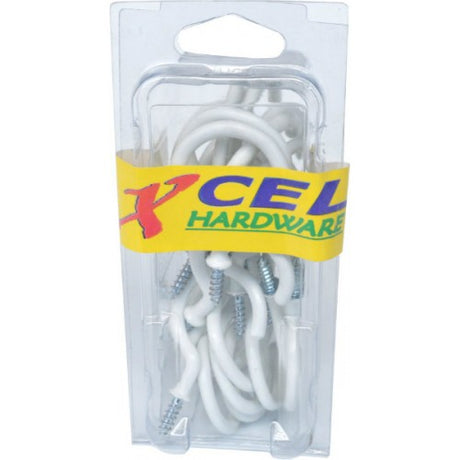 White PVC cup hooks, 1-1/4 inches, packet of 30 for organizing kitchen utensils and enhancing home decor.