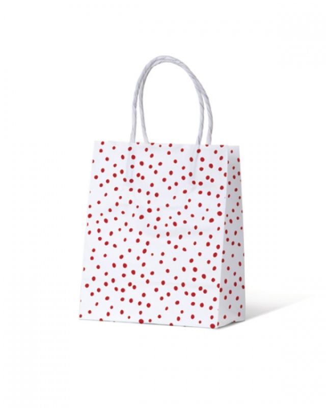 Paper Bags - Confetti Red on White Runt 100/ctn - 100 units