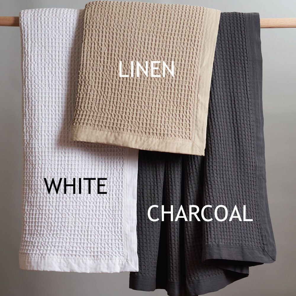 Queen / King Bed - Linen Cotton Waffle Blanket