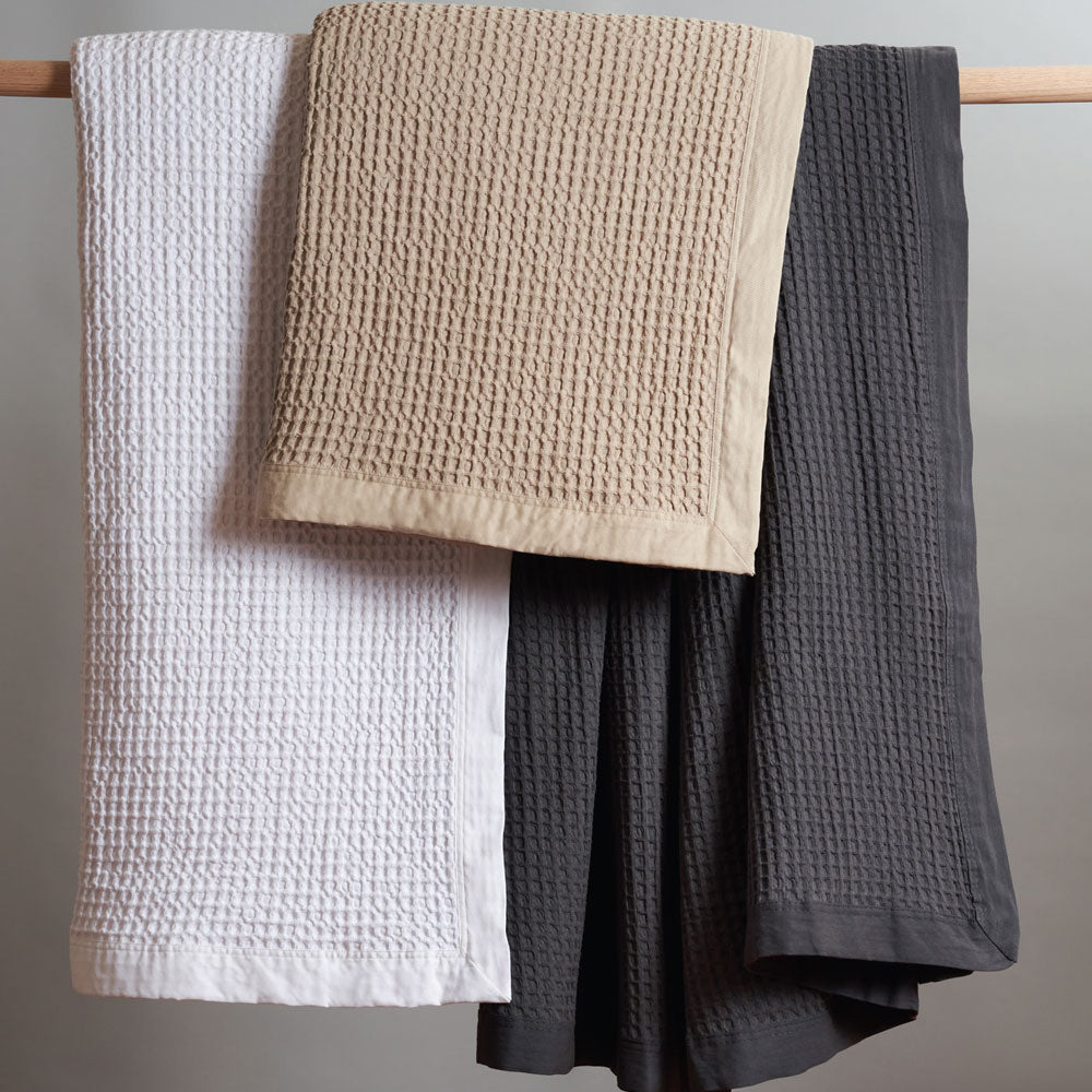 Queen / King Bed - Linen Cotton Waffle Blanket