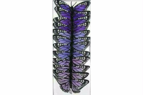 9cm Monarch Feather Butterly Lavender x 12