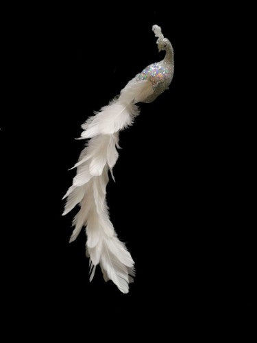 Ornament - Long Tailed Peacock (Silver)