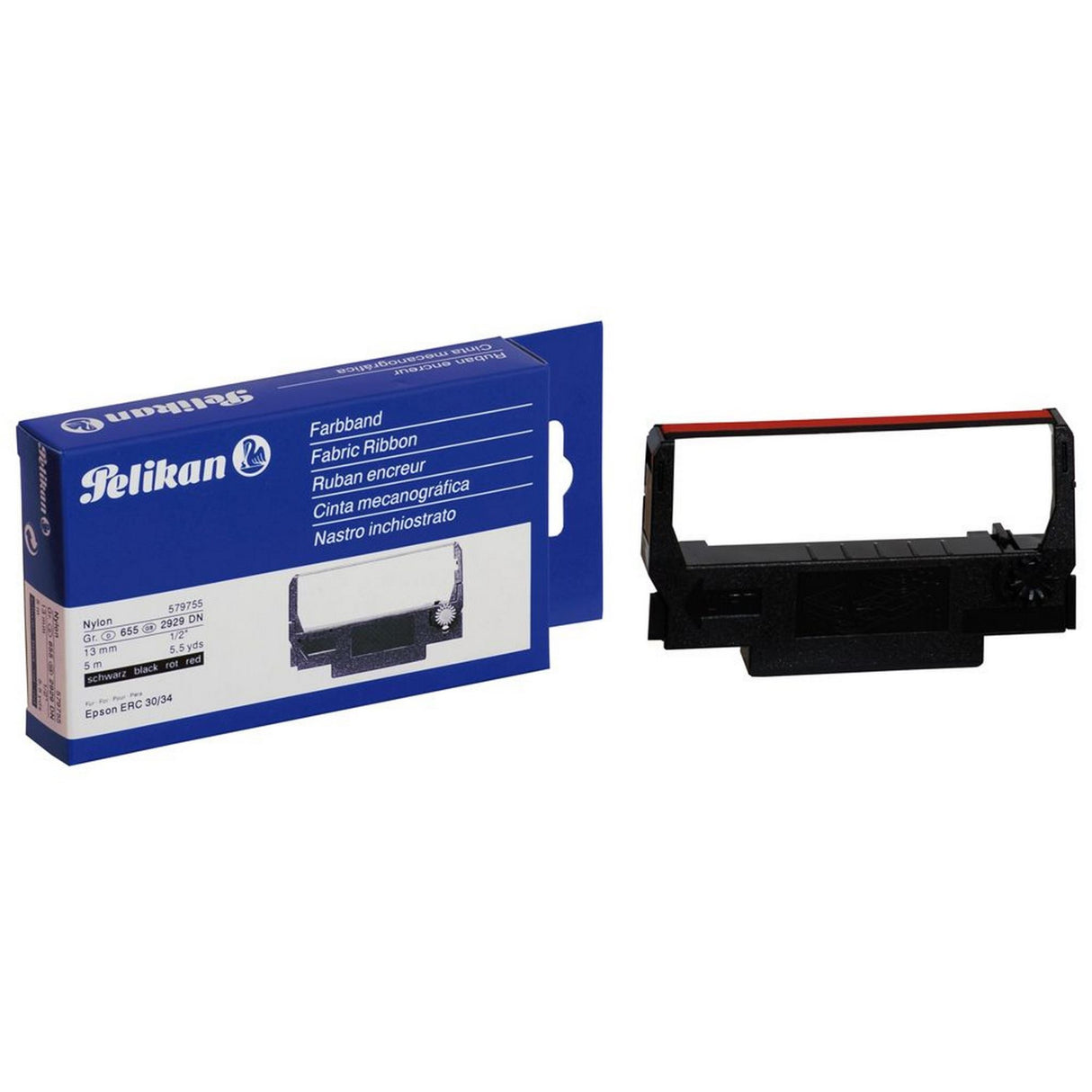 Pelikan Epson ERC-34/38 Blk/Red ribbon for high-quality, vibrant printing in various Epson printers.