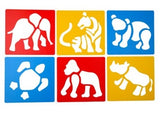 Set of 5 washable stencils featuring intricate designs of endangered animals, promoting creativity and wildlife conservation.