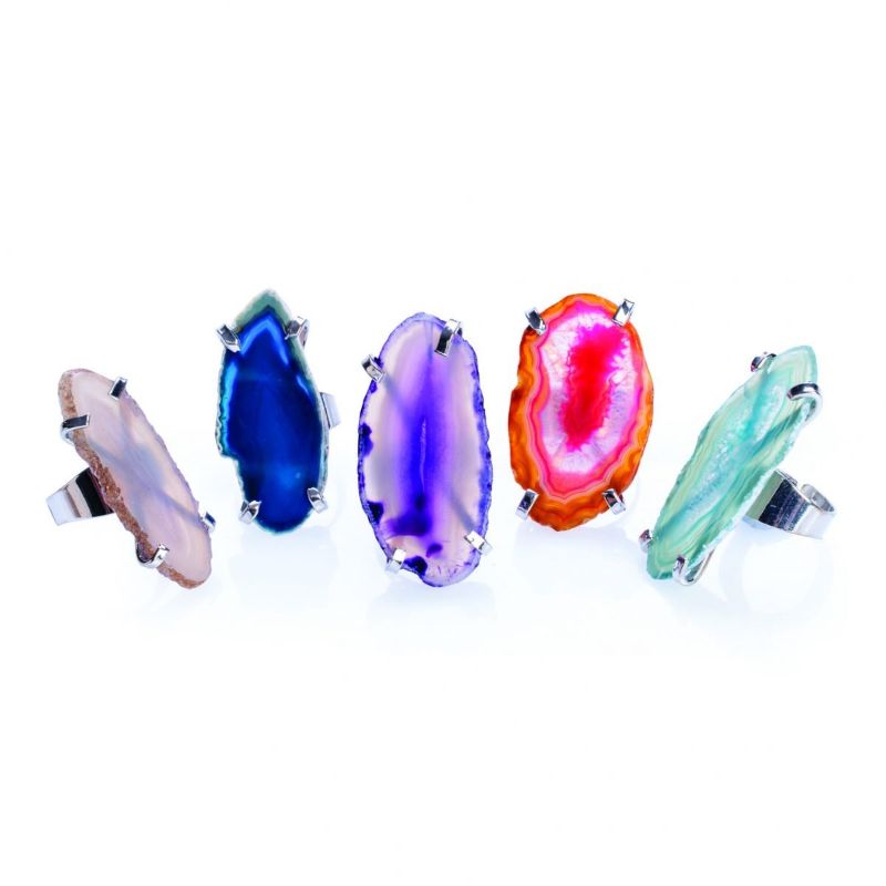 Gemstone Rainbow Agate Filigree Ring (Box of 48 Asstd)