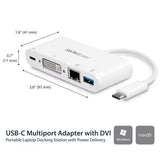 USB-C Multiport Adapter for Laptops - 60W Power Delivery, DVI, GbE, USB 3.0 Hub