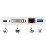 USB-C Multiport Adapter for Laptops - 60W Power Delivery, DVI, GbE, USB 3.0 Hub