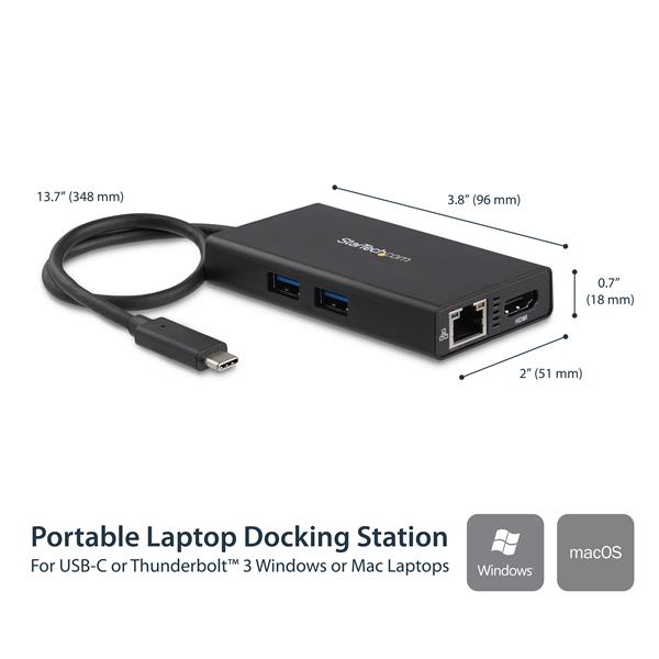 USB-C Multiport Adapter with 4K HDMI, Power Delivery, Gigabit Ethernet & USB 3.0 Ports