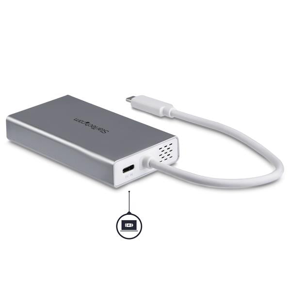 USB-C Multiport Adapter with 4K HDMI, Ethernet, USB 3.0, and Power Delivery - Silver/White