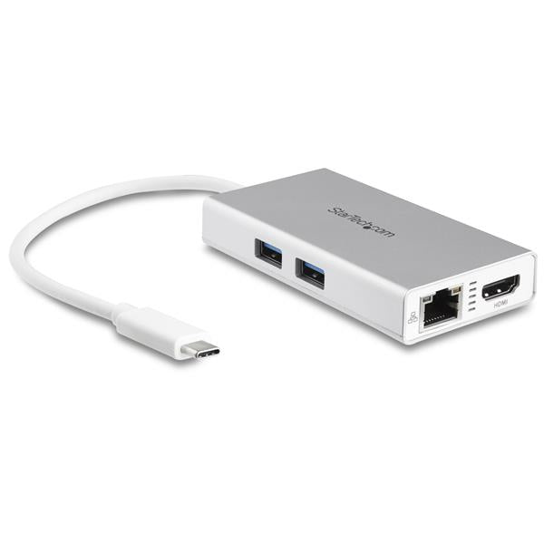 USB-C Multiport Adapter with 4K HDMI, Ethernet, USB 3.0, and Power Delivery - Silver/White