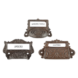 Draw Pull w/ Label Holder - Cast Iron (Set of 6 Assorted)
