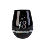 18th Birthday Black Stemless Wine Glass