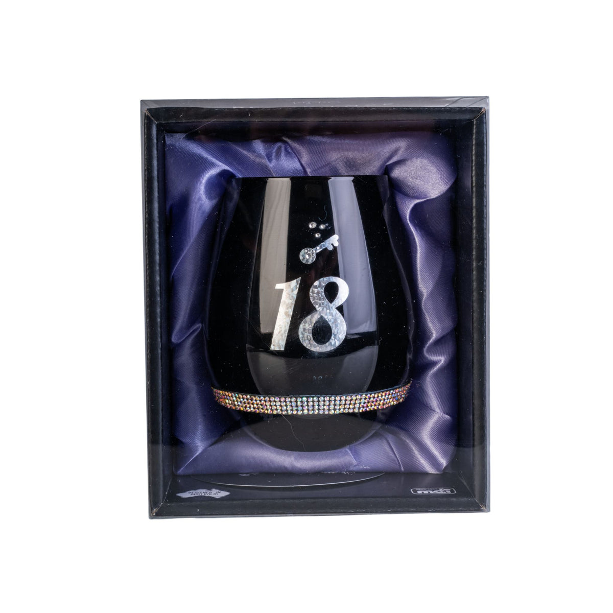 18th Birthday Black Stemless Wine Glass