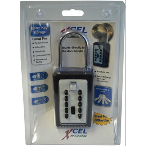 Secure digital lockbox for up to 5 keys, featuring a durable design and user-friendly combination access.