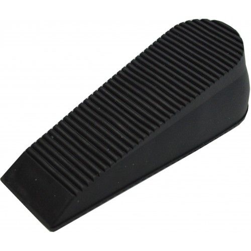 Large black rubber door wedge, 152mm x 48mm, non-slip design for secure door positioning in various settings.