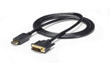 1.8m DisplayPort to DVI Cable (6 ft) - Male to Male, 1080p HD Resolution, Passive Adapter