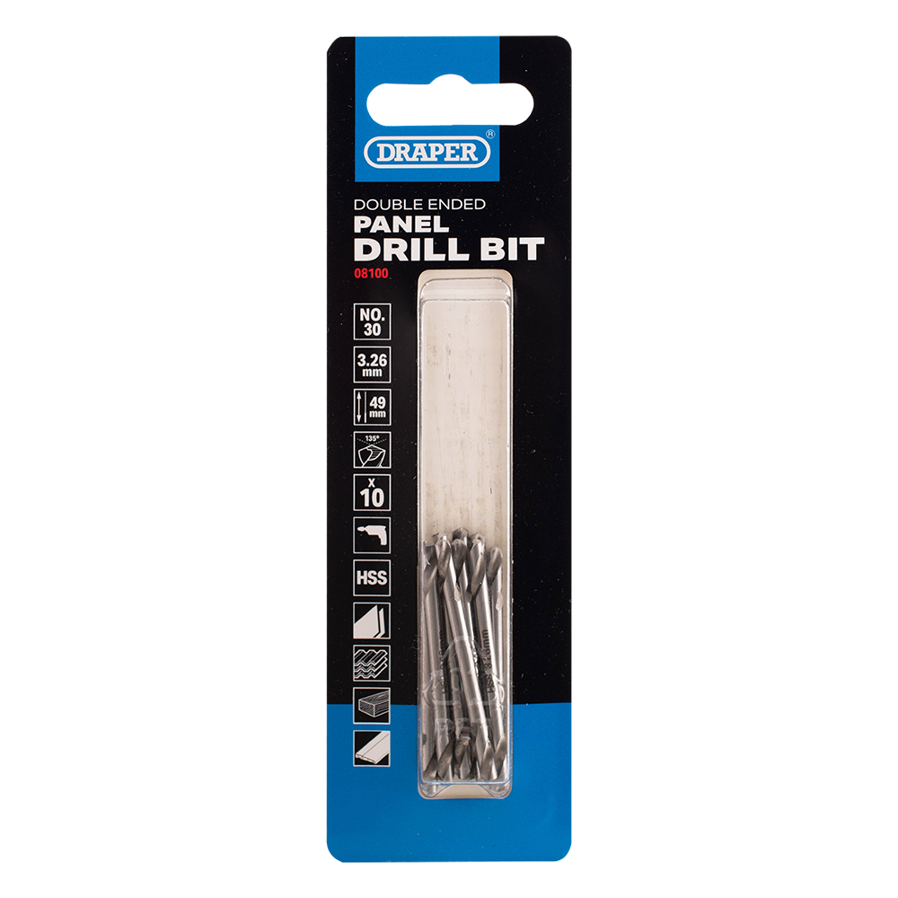 DRAPER No.30 Double-Ended HSS Stub Drill - 10 Pack