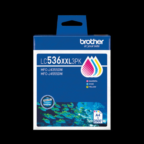 Brother LC536XXL 3 Pack Genuine Ink (Cyan, Magenta, Yellow)