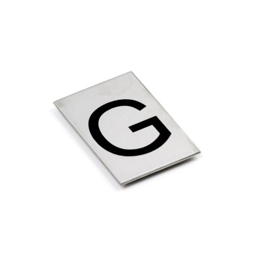 Adhesive Number/Letter Black 50x30 - Brushed Stainless Steel -G
