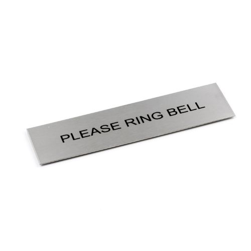 Adhesive "Please Ring Bell" Black 170 x 50 - Brushed Stainless Steel