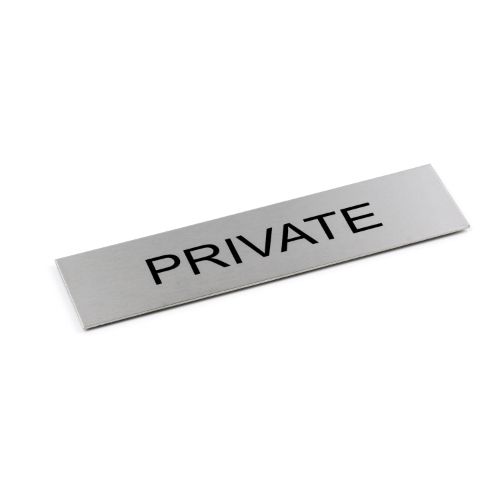 Adhesive "Private" Black 170 x 50 - Brushed Stainless Steel