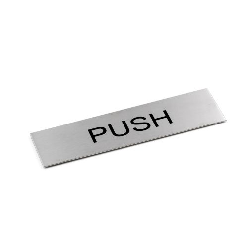 Adhesive "Push" Black 170 x 50 - Brushed Stainless Steel
