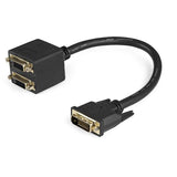 DVI-D Splitter Cable 30cm (1ft) - Dual Monitor Connection for Computers & Projectors