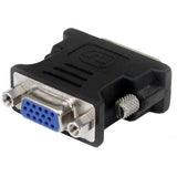 DVI to VGA adapter connecting DVI-I male to VGA female for seamless video output from digital devices to legacy displays.