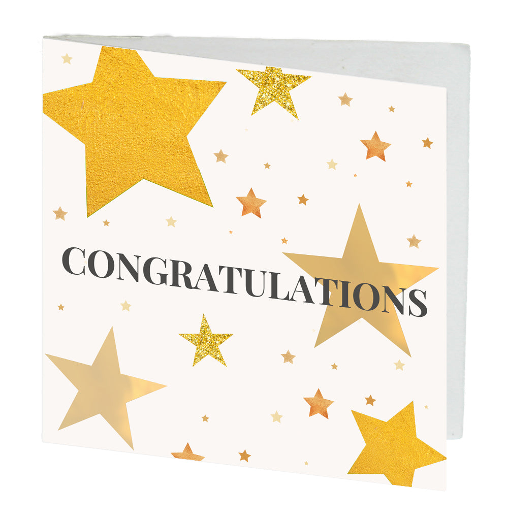 Gift Card Congratulations Stars Pack of 10 Envelopes included 7cmx7cm.