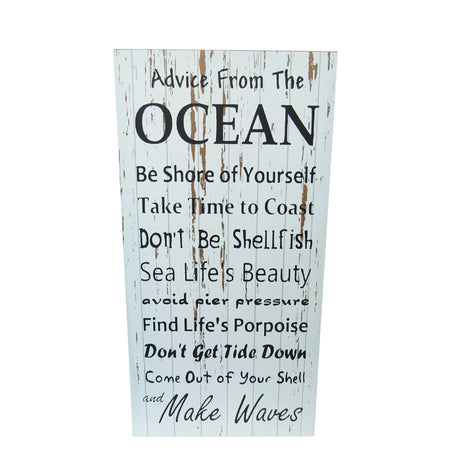 Ocean-themed wall art printed on durable MDF, measuring 58cm x 29cm, ideal for coastal decor and tranquil spaces.