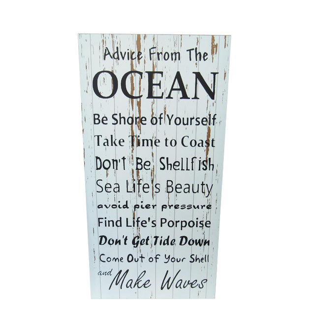 Ocean-themed wall art printed on durable MDF, measuring 58cm x 29cm, ideal for coastal decor and tranquil spaces.