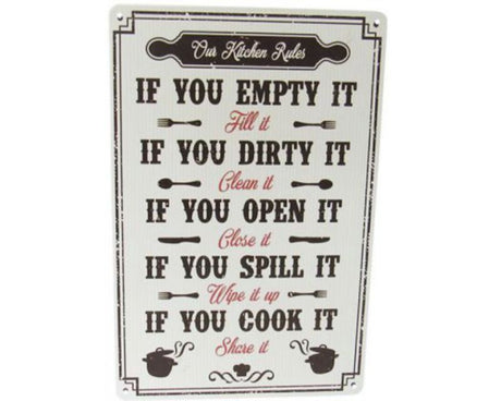 Retro 30cm x 20cm tin art sign featuring quirky designs to enhance your kitchen decor with charm and personality.