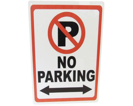 Vintage-inspired Art Tin No Parking sign, 30cm x 20cm, adds quirky charm to any space with retro flair.